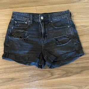 American Eagle Black Denim High Waist Jean Shorts